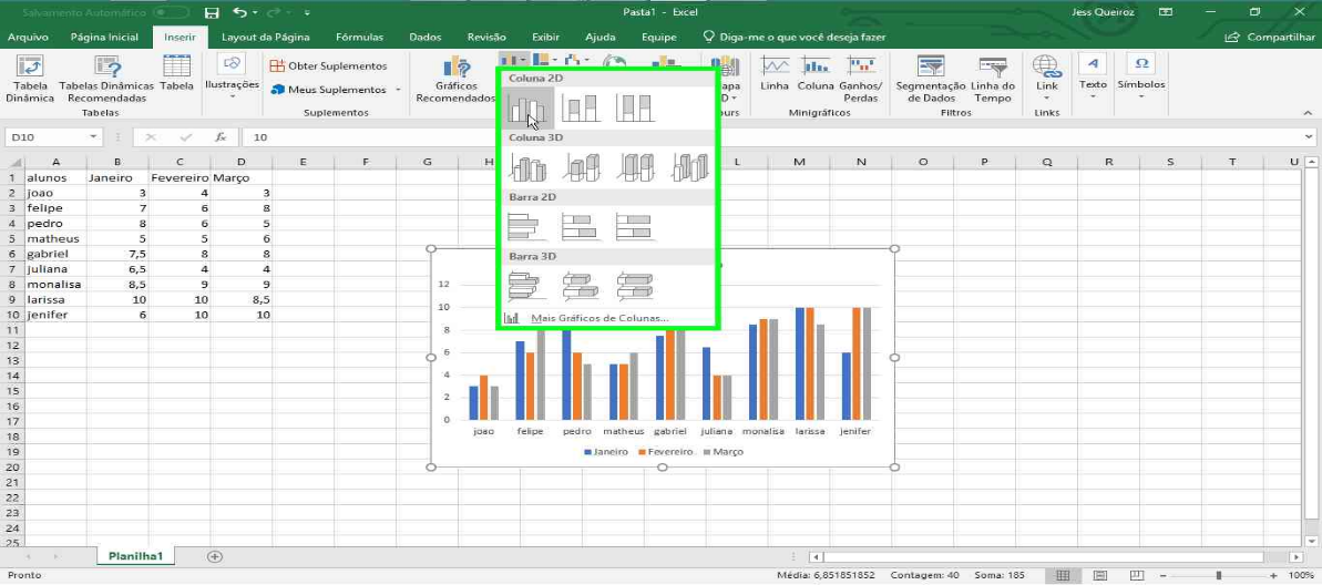  como fazer gráfico no Excel
